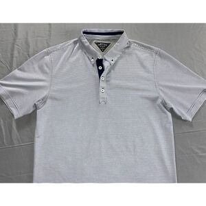 Adidas Adipure Stretch Recycled Poly Polo Shirt. Heather Blue Stripe, S. NWOT!!